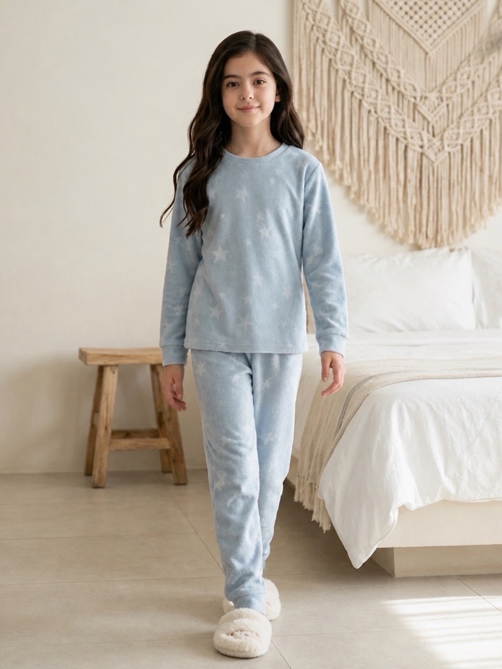 Girls Jellifish Light Blue Star pajama set size L(10/12) EUC